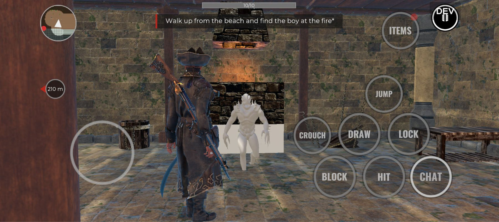 Featured: JFK Løvlien’s AI game development week on The Magus: the pirate below the island in a lantern-lit tunnel on iPhone