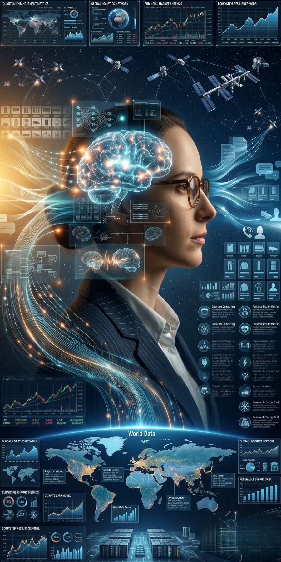 Contemplative figure with data inputs and neural processing — how Nexus AI works for Shopify by JFKAISLAY.
