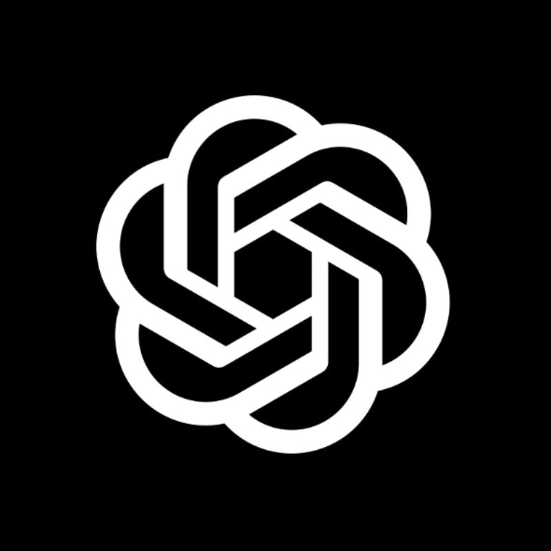 White knot-like design on a black background chat gpt logo